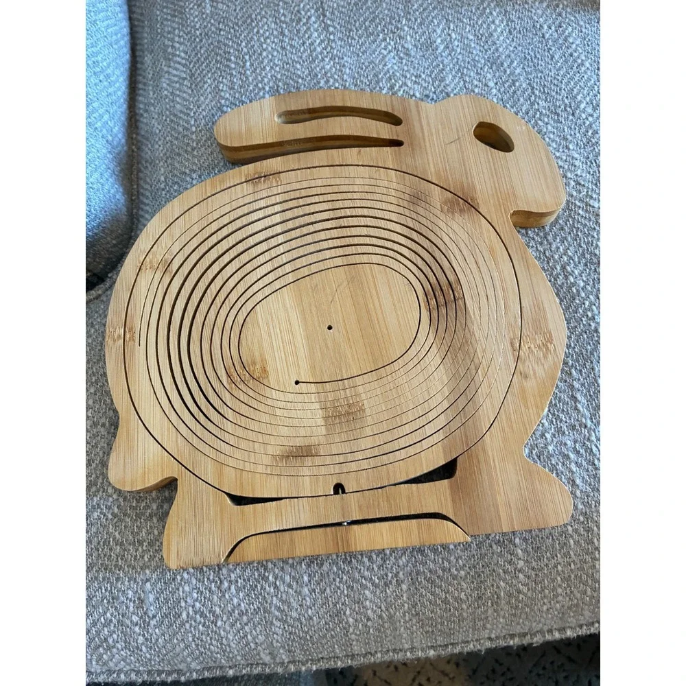 Bonnie &‎ Pop Bamboo Bunny Rabbit Collapsible Fruit Basket Trivet Cutting Board
